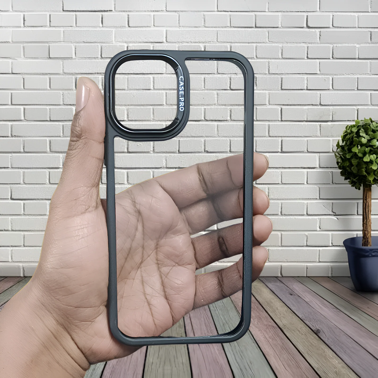 Black Lifted Transperant Case for Apple Iphone 12 - Image 2
