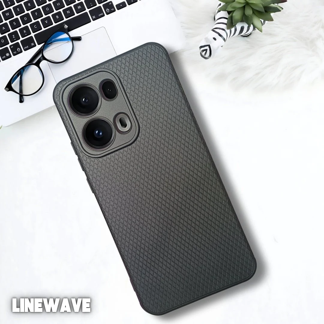 Black Line Wave Silicone Case for Oppo Reno 13 Pro