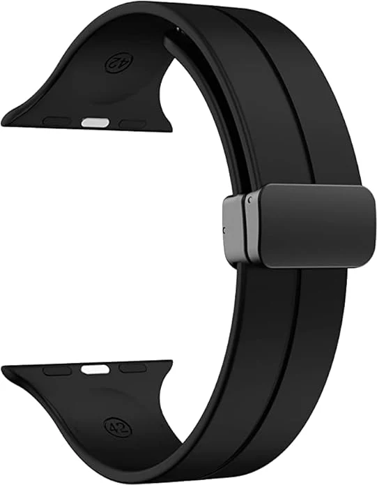 Black Magnetic Clasp Adjustable Strap For Apple Watch Series 1 (42mm/44mm/45mm/46mm/49mm) - Image 2