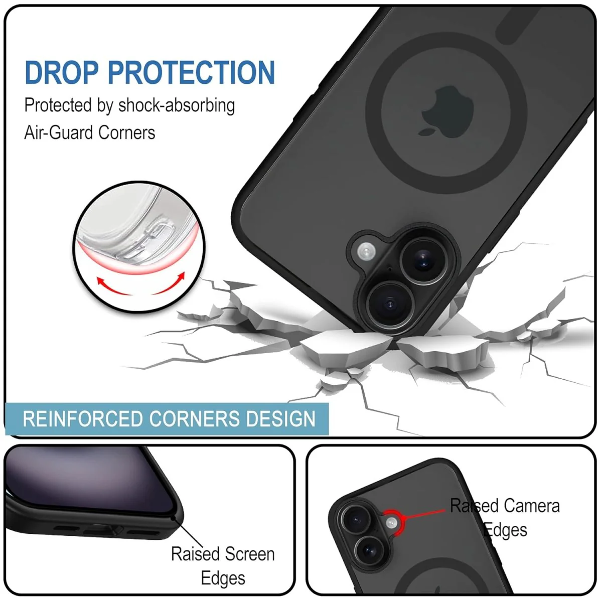 Black MagSafe Clear Transparent Silicone case for Apple iphone 16 Plus - Image 2