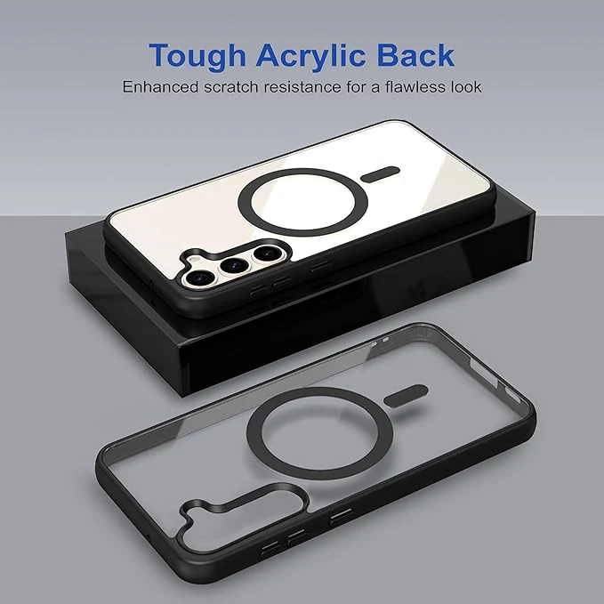 Black MagSafe Clear Transparent Silicone case for Samsung S23 Fe - Image 6