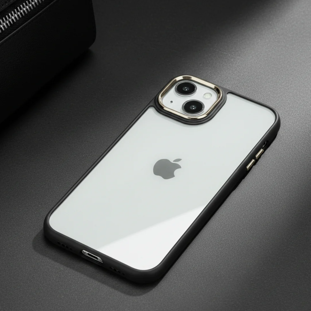 Black Metal Safe Transparent Case for Apple iPhone 13 - Image 2