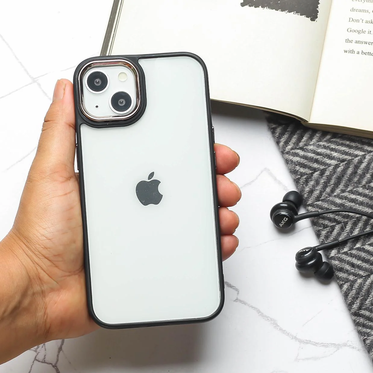Black Metal Safe Transparent Case for Apple iPhone 13 - Image 3