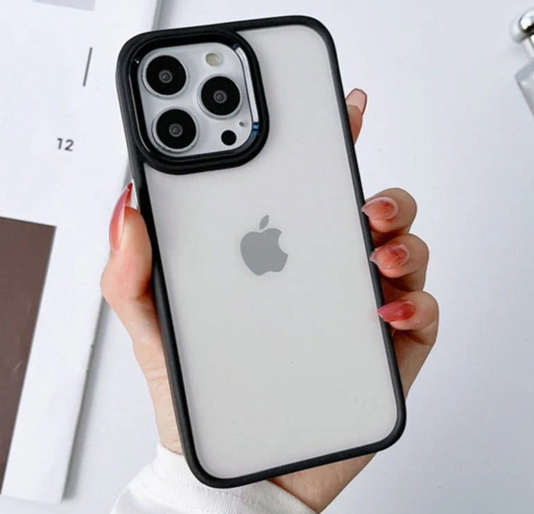 Black Metal Safe Transparent Case for Apple iphone 14 Pro Max