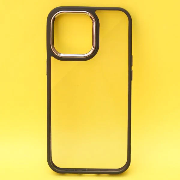Black Metal Safe Transparent Case for Apple iphone 14 Pro Max - Image 2