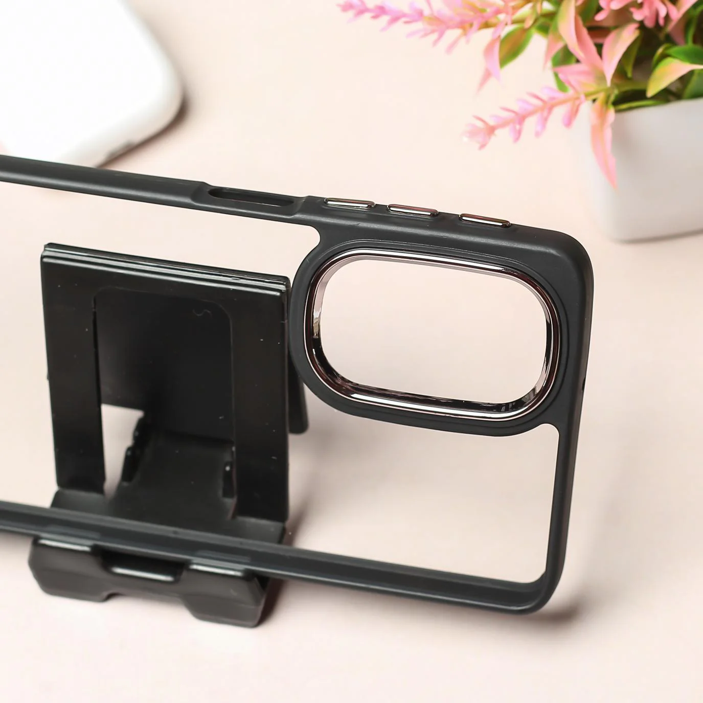 Black Metal Protection Transparent Case for Samsung S23 FE - Image 2