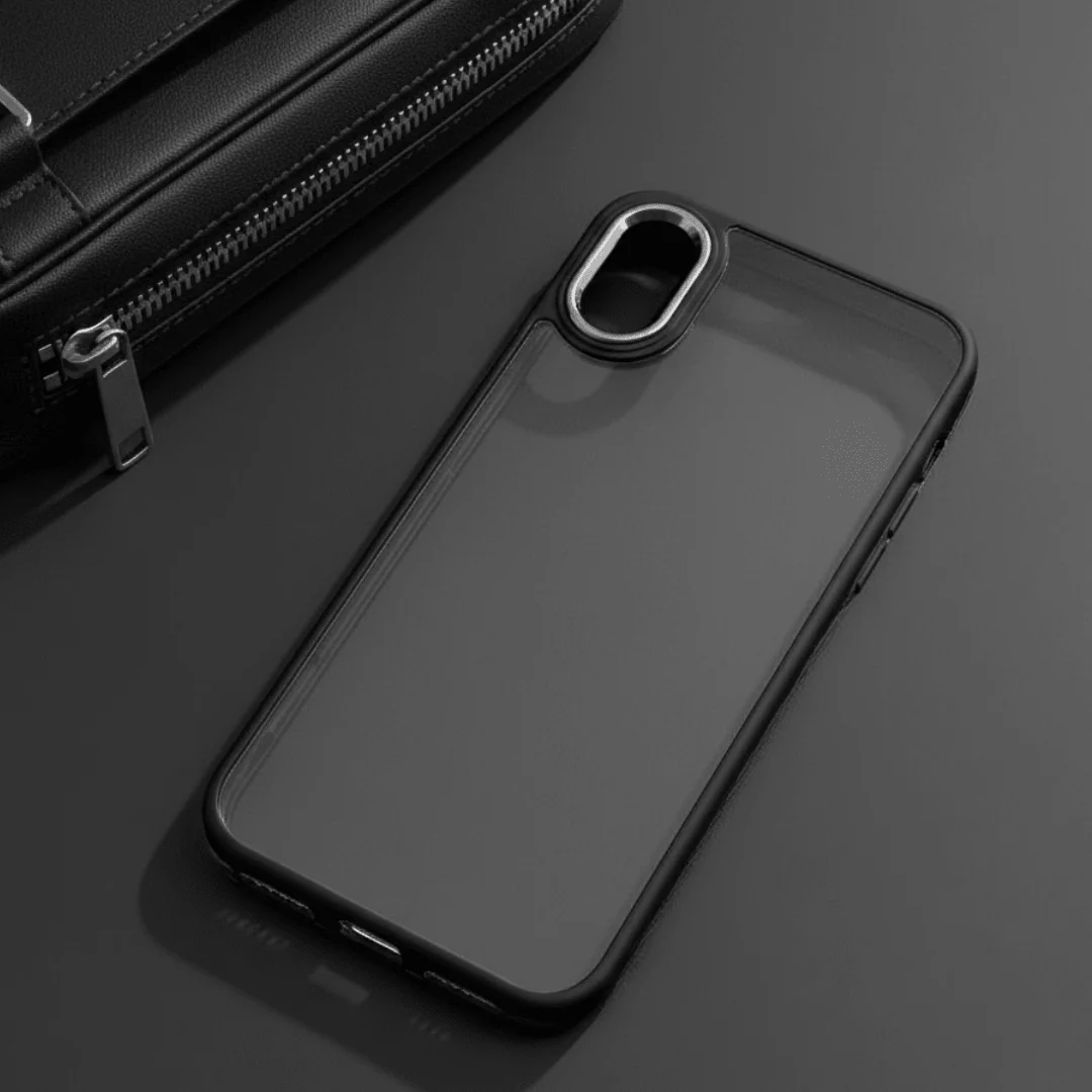 Black Metal Safe Transparent Case for Apple iphone XR