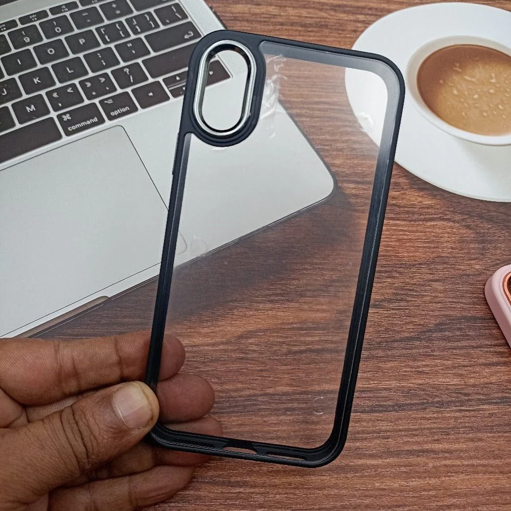 Black Metal Safe Transparent Case for Apple iphone XR - Image 2