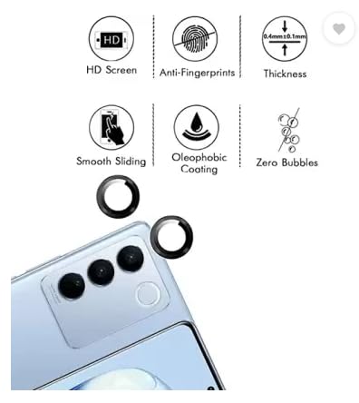 Black Metallic camera ring lens guard for Vivo V27 Pro - Image 2