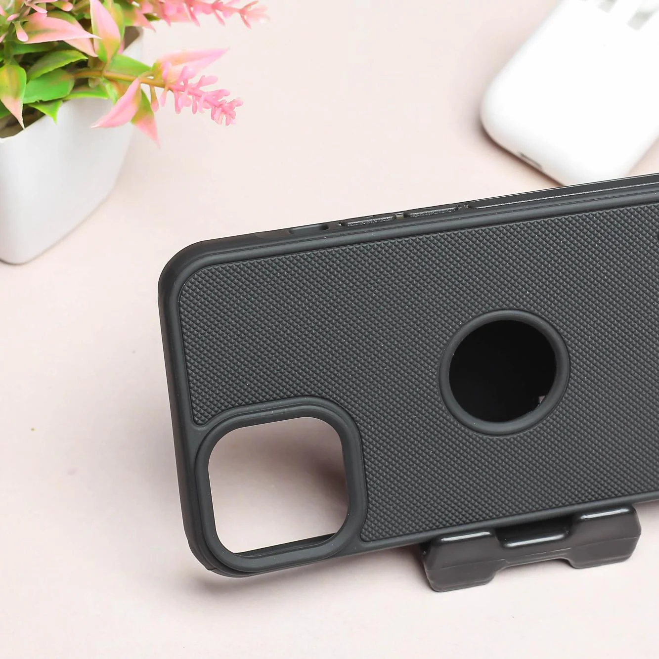 Black Niukin Logo Cut Silicone Case for Apple iphone 13 - Image 3