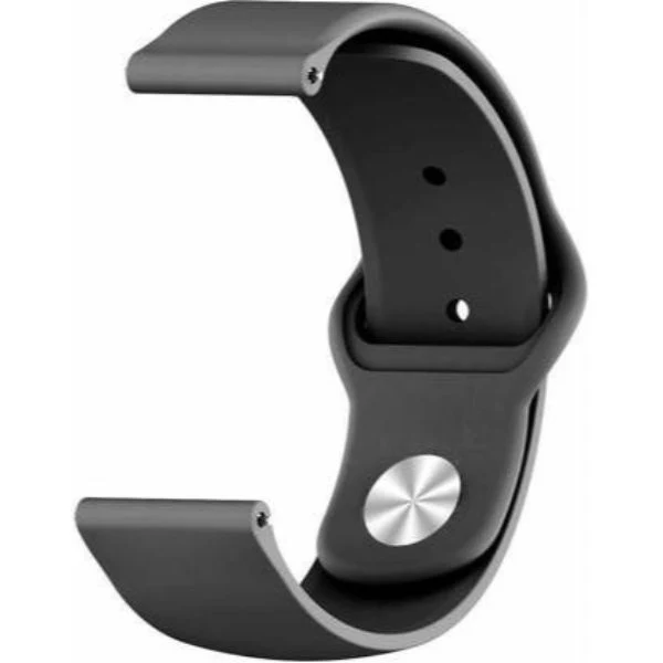 Black Plain Silicone Strap For Smart Watch (20mm)