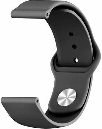 Black Plain Silicone Strap For Smart Watch (22mm)