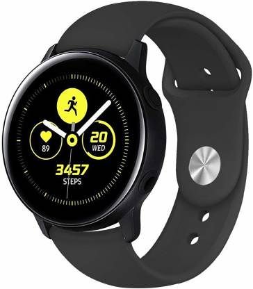 Black Plain Silicone Strap For Smart Watch (22mm) - Image 4