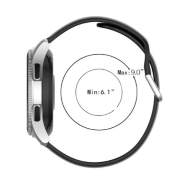 Black Plain Silicone Strap With Stainless steel Buckle For Smart Watch (20mm) - Image 5