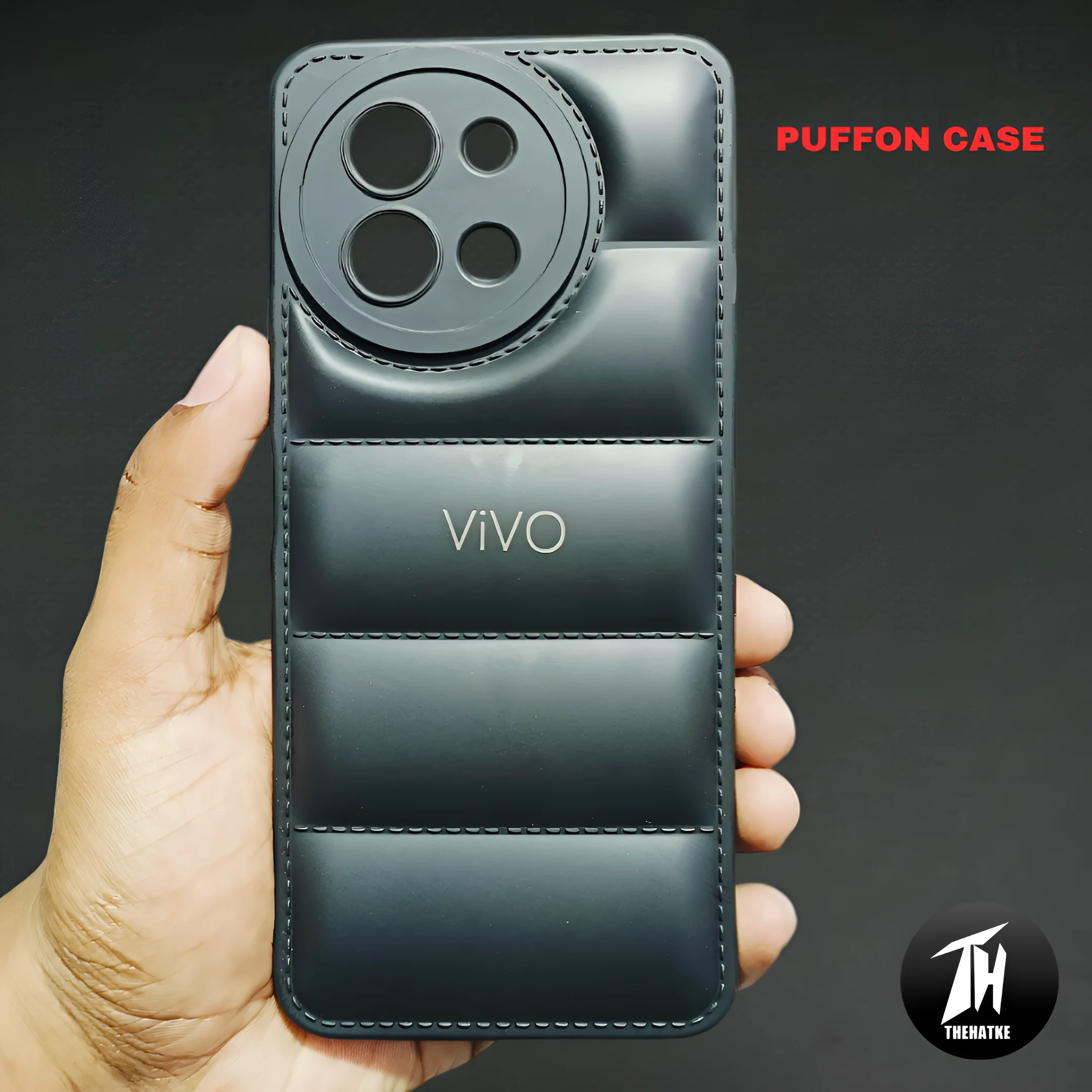 Black Puffon silicone case for Vivo T3X - Image 5