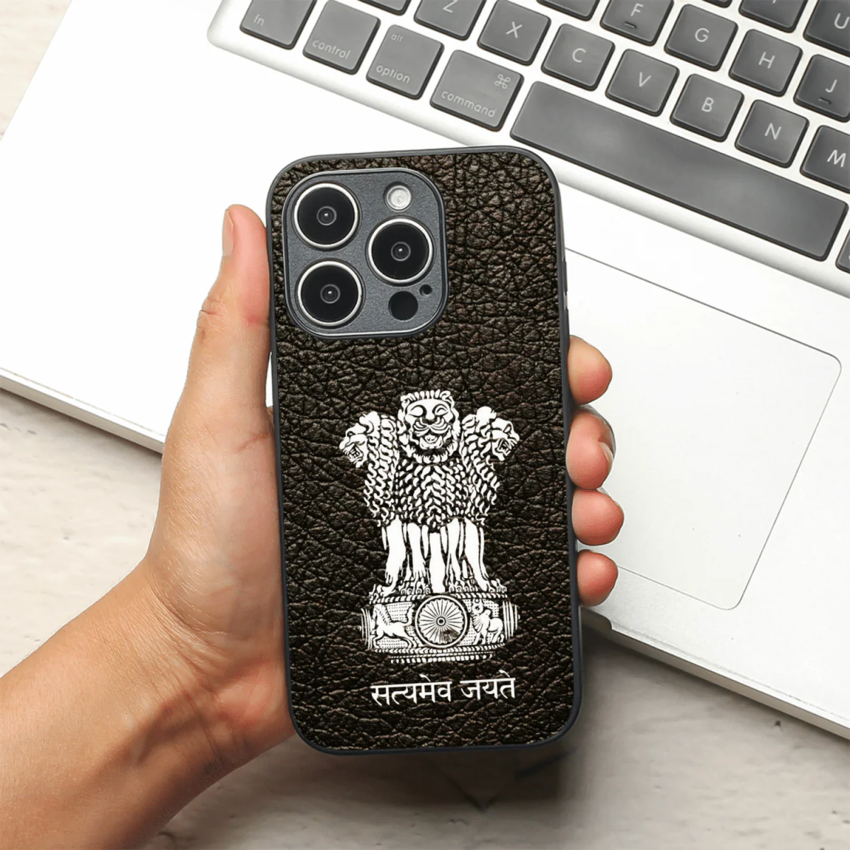 Black Satyamev Jayate MB case for Apple Iphone 15 Pro Max