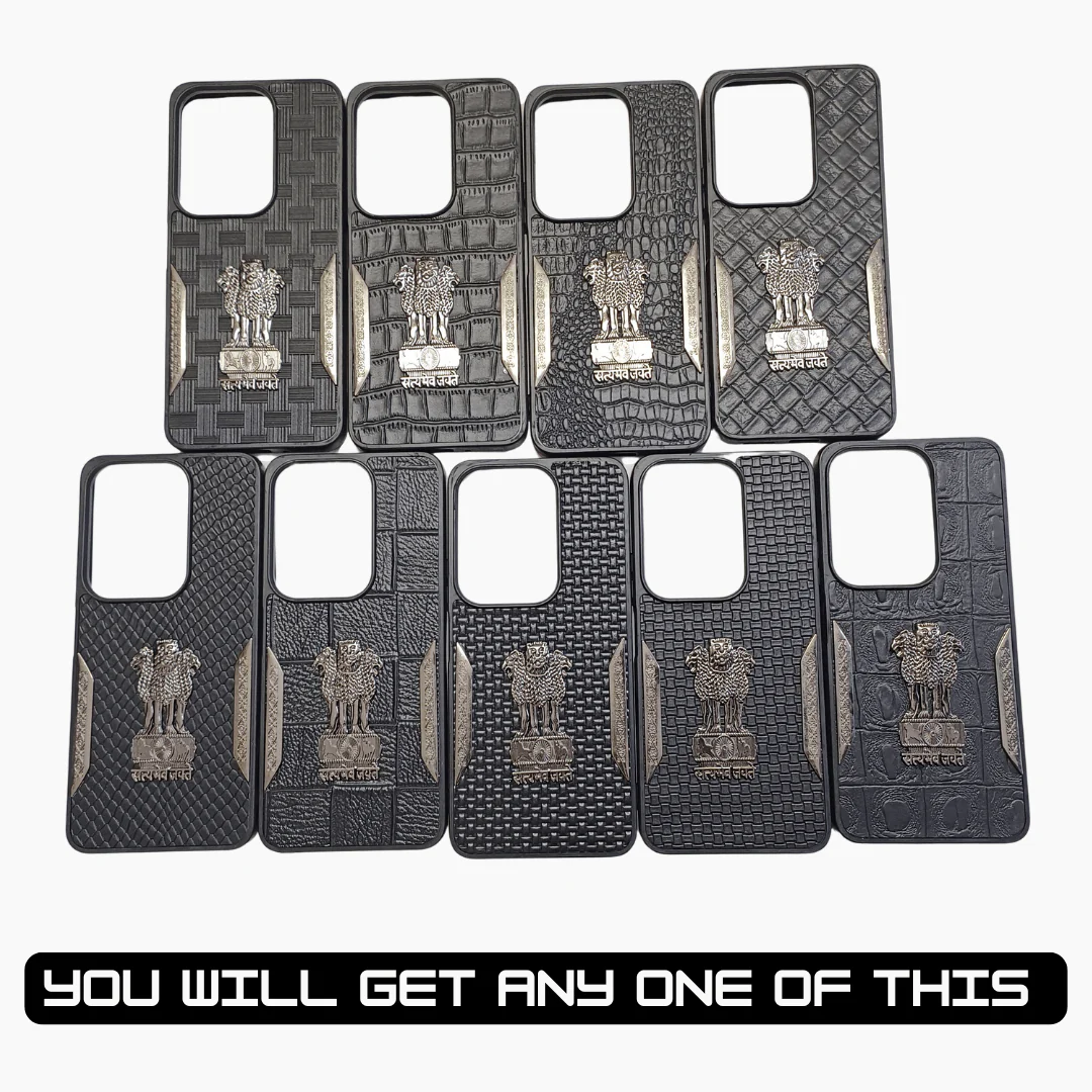 Black Satyameva Jayate embossed Leather Case for Vivo T4X - Image 2