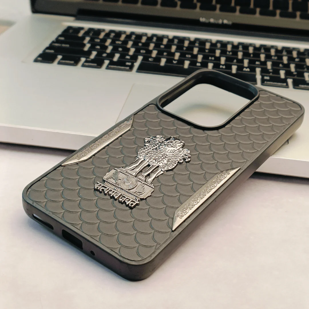 Black Satyameva Jayate embossed Leather Case for Vivo T4X - Image 3