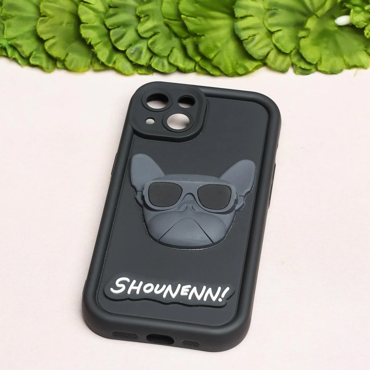 Black SHOUNENN BULLDOG Silicone case for Apple iphone 15 - Image 2