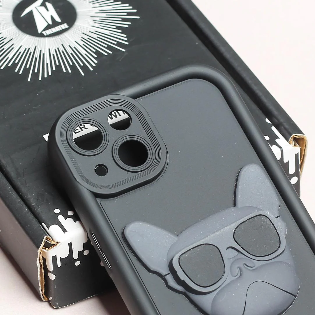 Black SHOUNENN BULLDOG Silicone case for Apple iphone 15 - Image 4