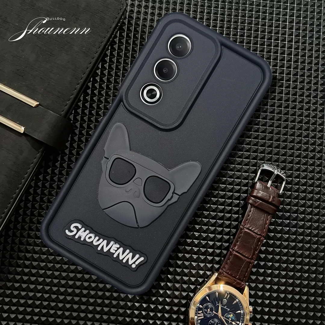 Black SHOUNENN BULLDOG Silicone case for Oppo K12X