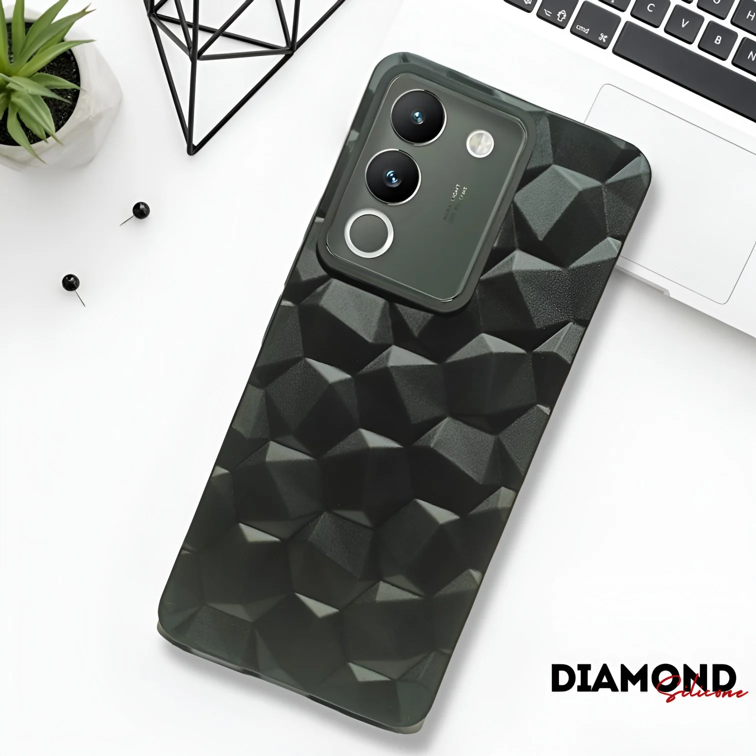 Black Square Diamond Silicone case for Vivo Y200