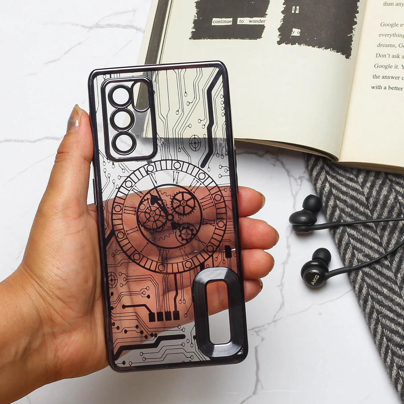 Black Watch Machine Logo Cut Transparent Case for Oppo Reno 6 Pro