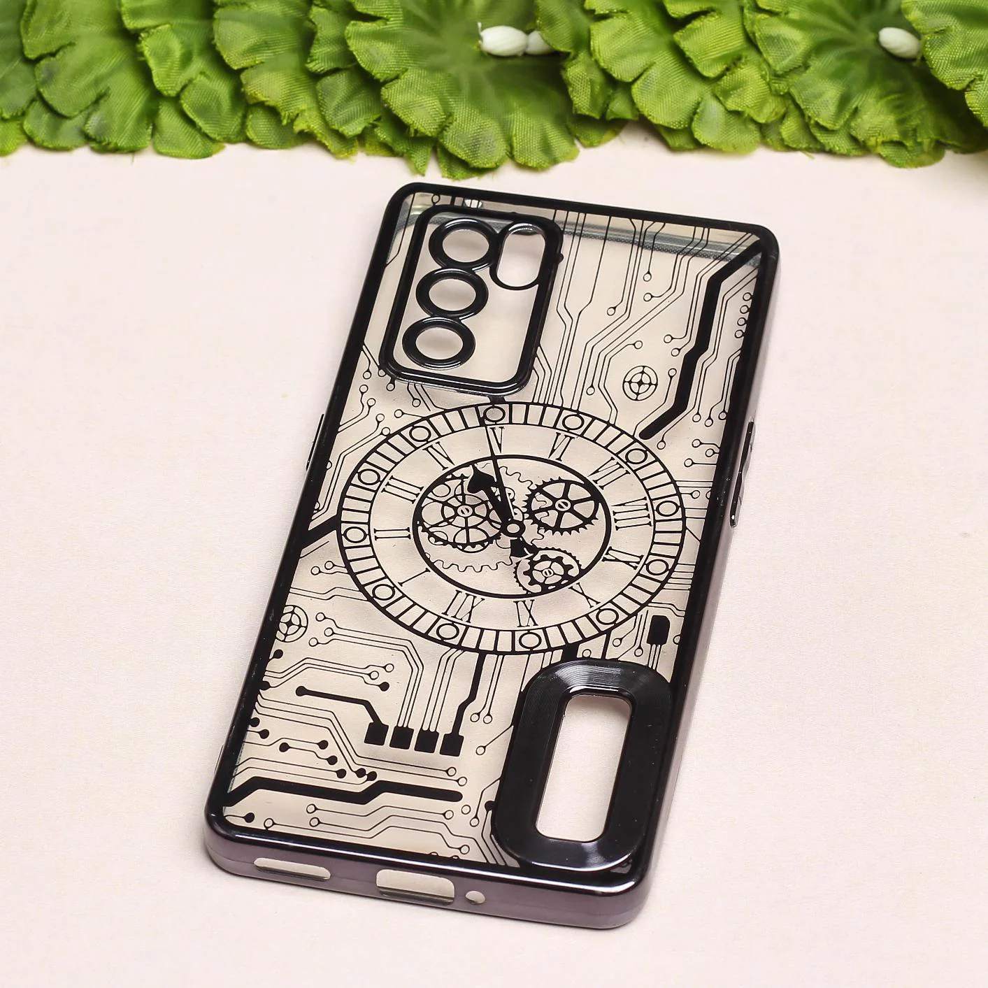 Black Watch Machine Logo Cut Transparent Case for Oppo Reno 6 Pro - Image 2
