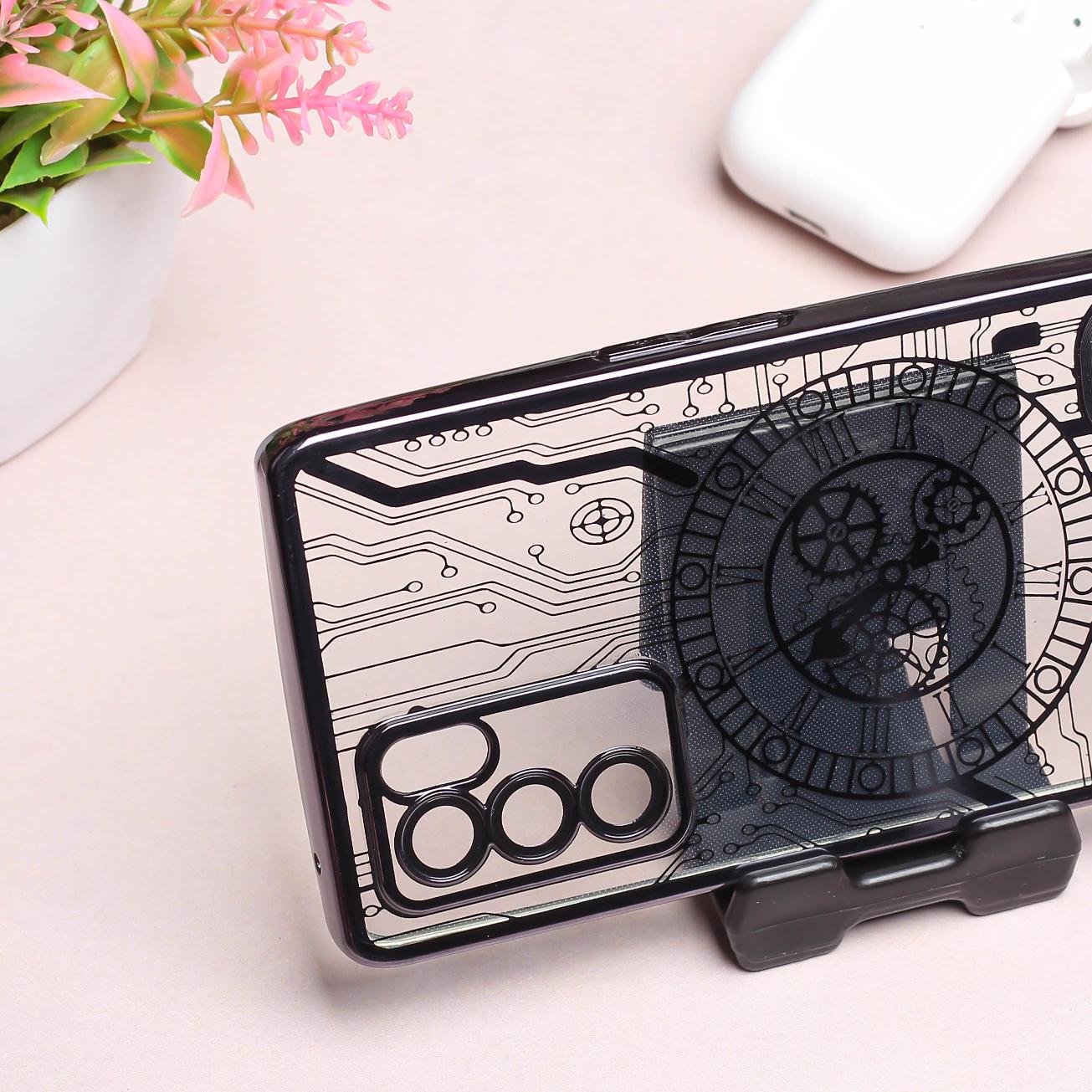 Black Watch Machine Logo Cut Transparent Case for Oppo Reno 6 Pro - Image 3