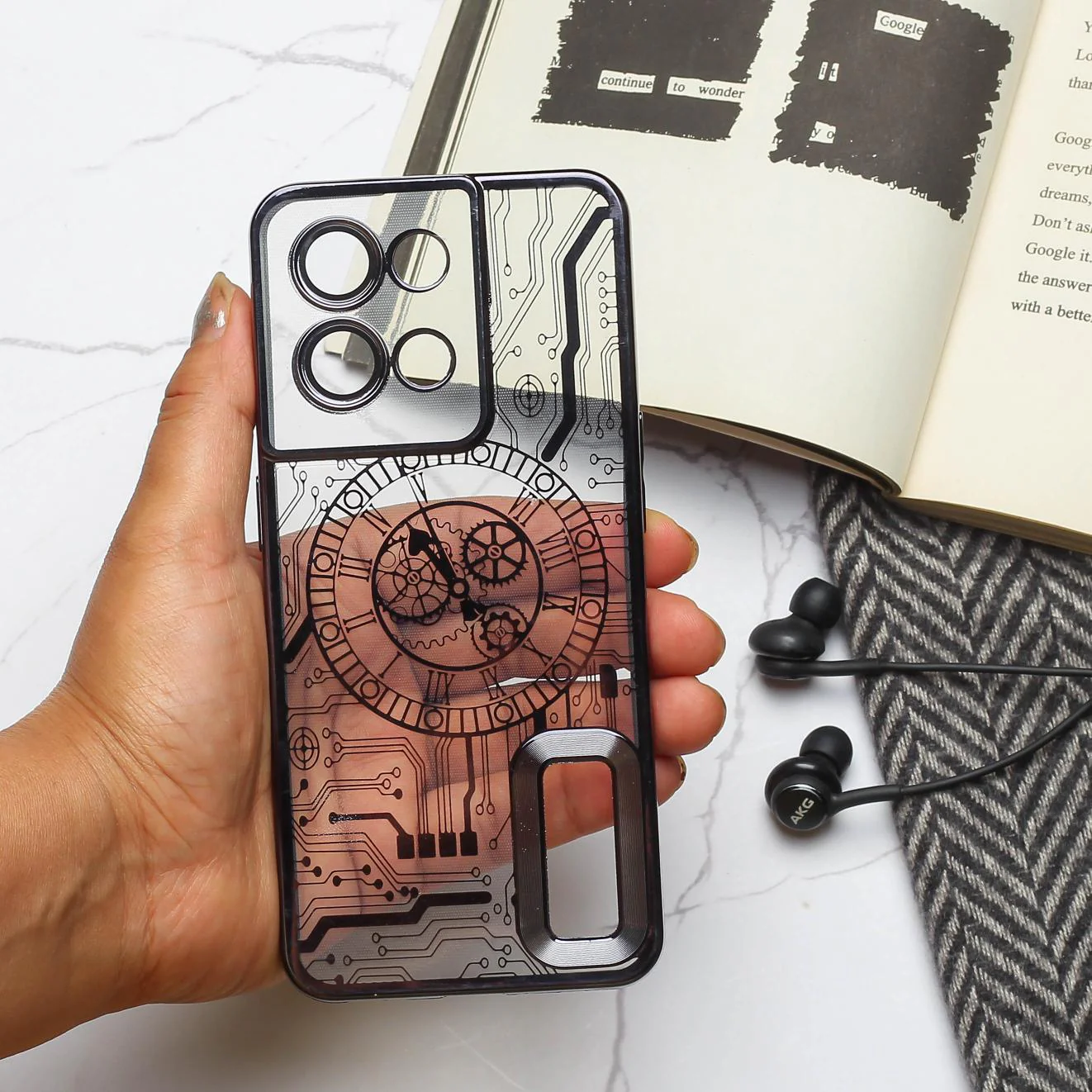 Black Watch Machine Logo Cut Transparent Case for Oppo Reno 8