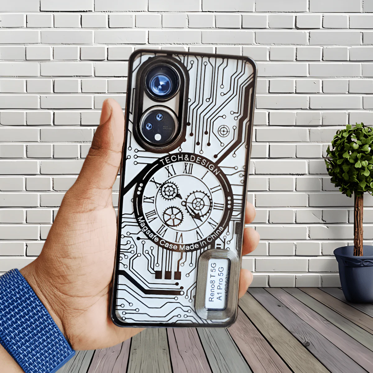 Black Watch Machine Logo Cut Transparent Case for Oppo Reno 8T