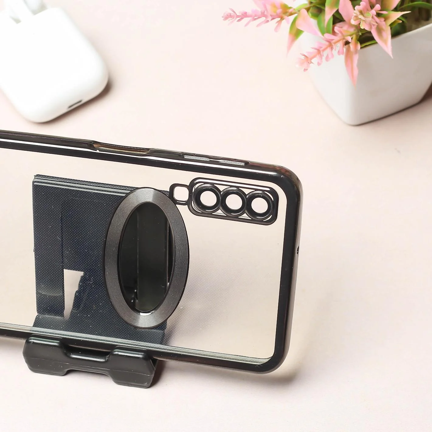 Black 6D Logo Cut Transparent Case for Samsung A7 2018 - Image 4