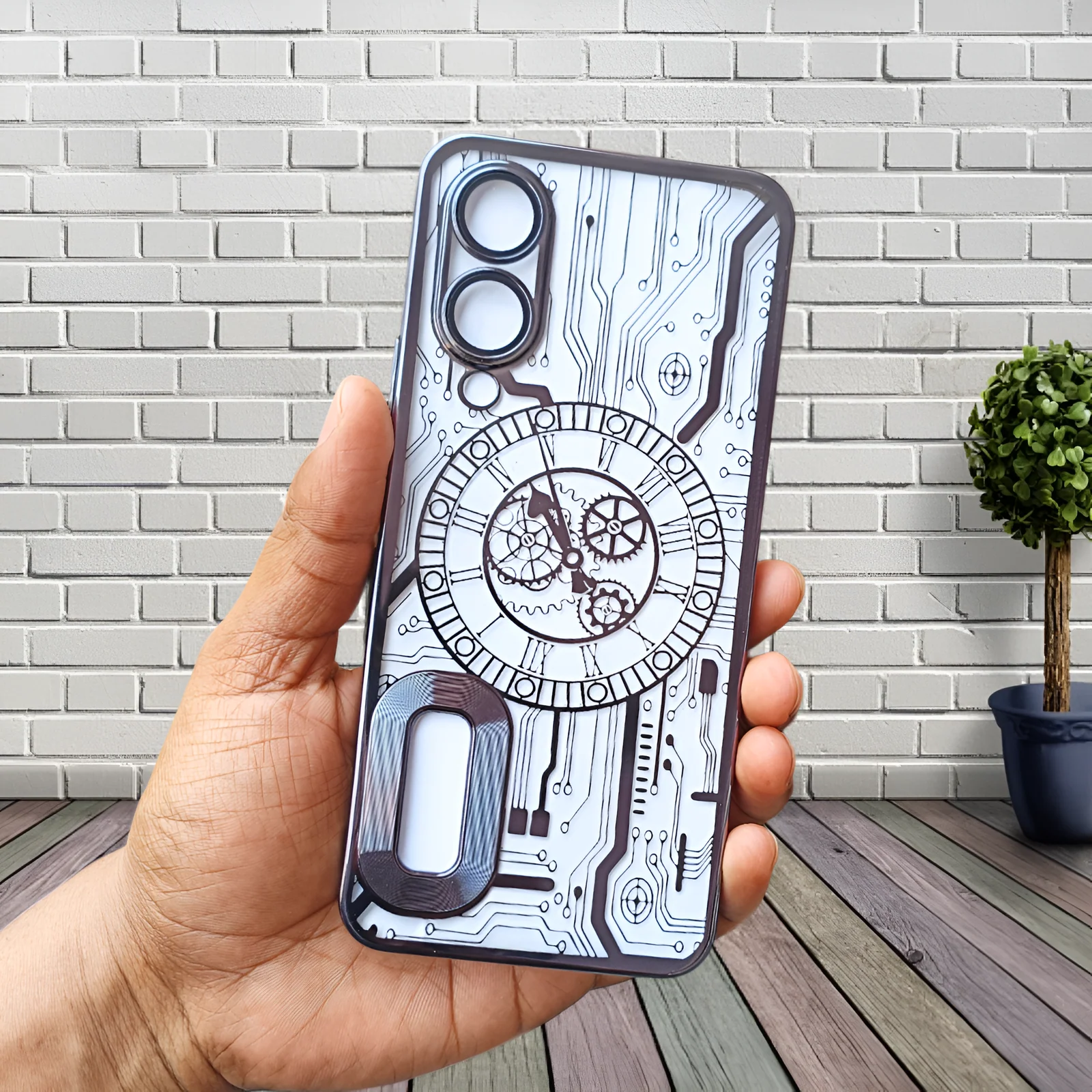 Black Watch Machine Logo Cut Transparent Case for Vivo Y28 5g