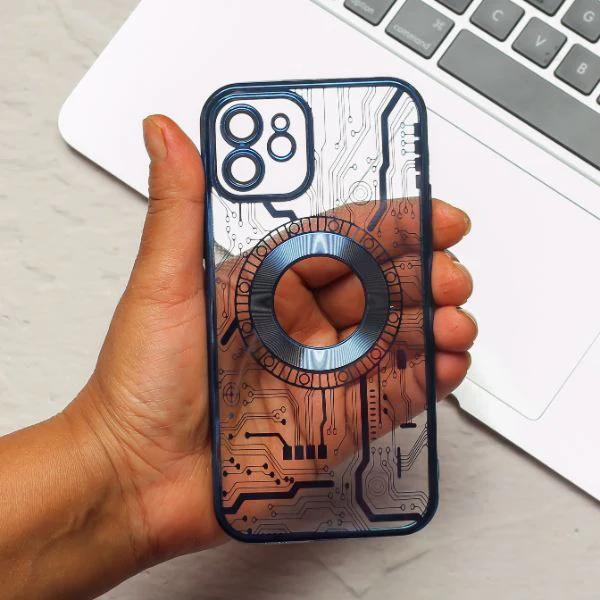 Blue Watch Mashine Logo Cut Transparent Case for Apple iphone 11