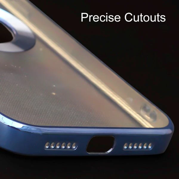 Blue 6D Chrome Logo Cut Transparent Case for Apple iphone 12 - Image 4