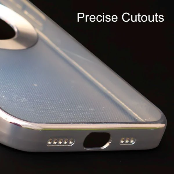 Blue 6D Chrome Logo Cut Transparent Case for Apple iphone 13 - Image 6