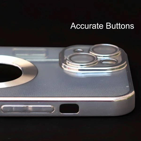 Blue 6D Chrome Logo Cut Transparent Case for Apple iphone 14 - Image 4
