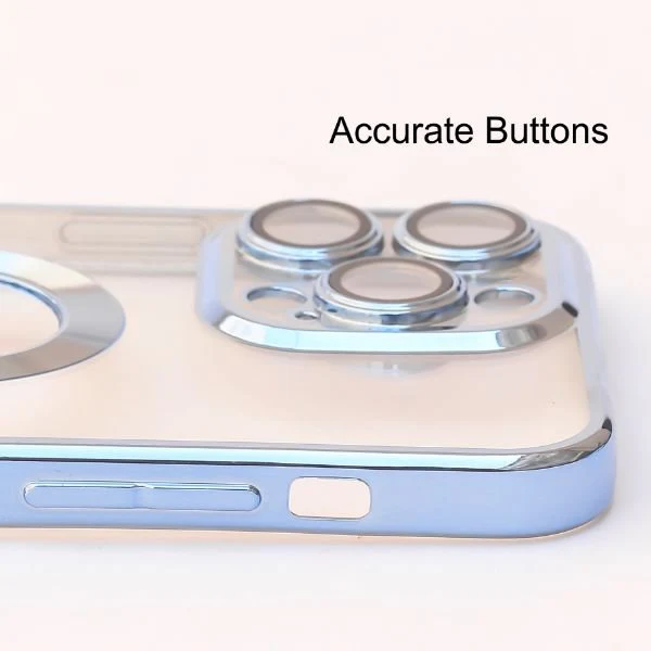 Blue 6D Chrome Logo Cut Transparent Case for Apple iphone 15 Pro Max - Image 5
