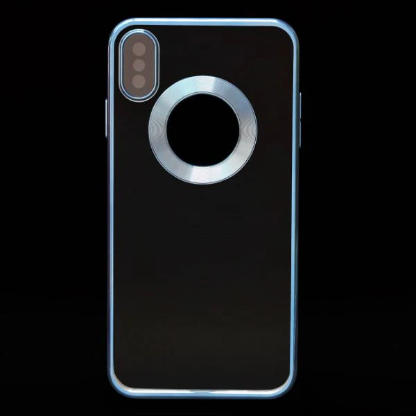 Blue 6D Chrome Logo Cut Transparent Case for Apple iphone X/Xs - Image 2