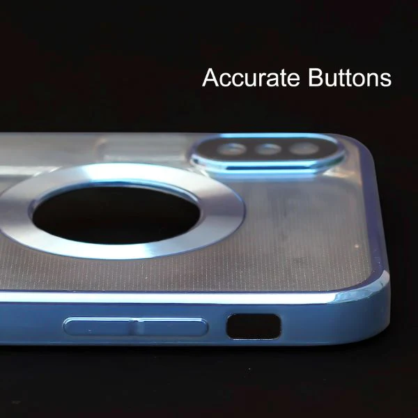 Blue 6D Chrome Logo Cut Transparent Case for Apple iphone X/Xs - Image 4