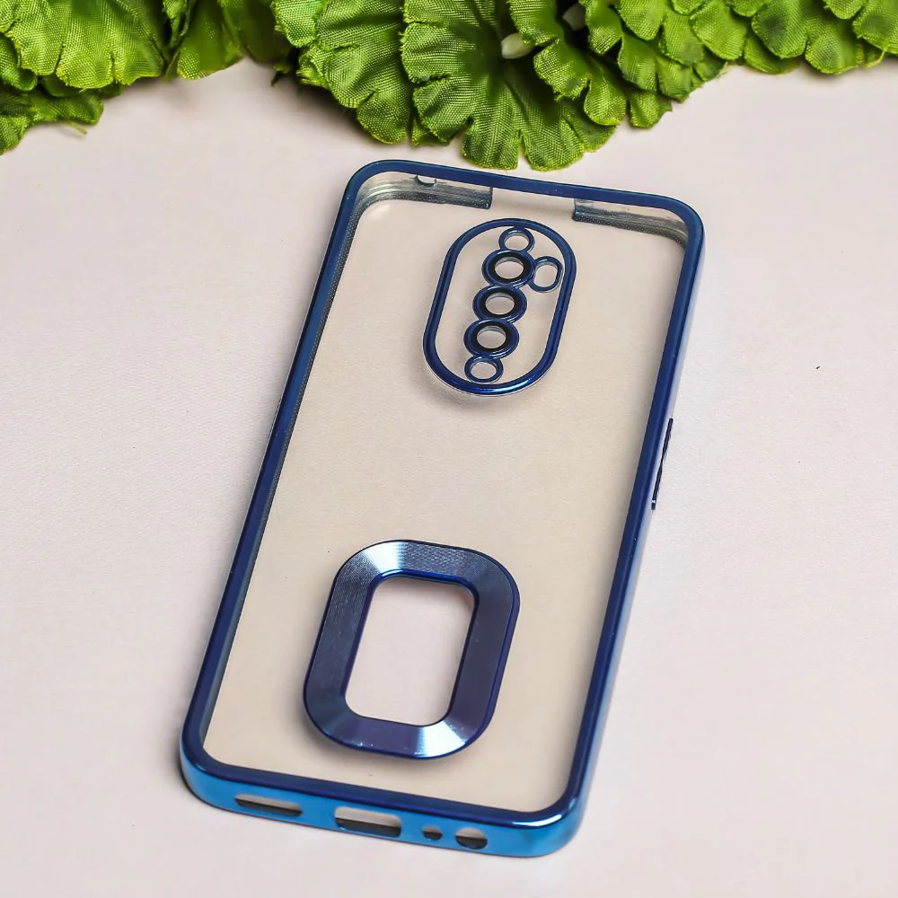 Blue 6D Chrome Logo Cut Transparent Case for Oppo Reno 2F - Image 2