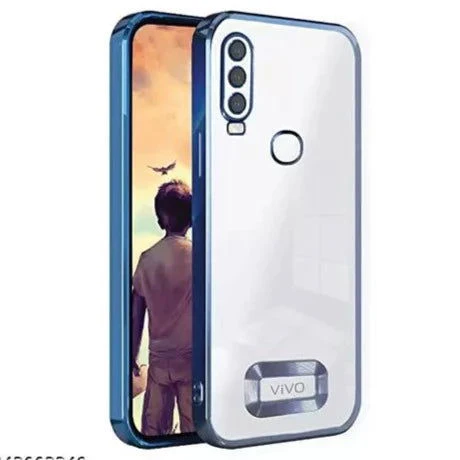 Blue 6D Chrome Logo Cut Transparent Case for Vivo Y17