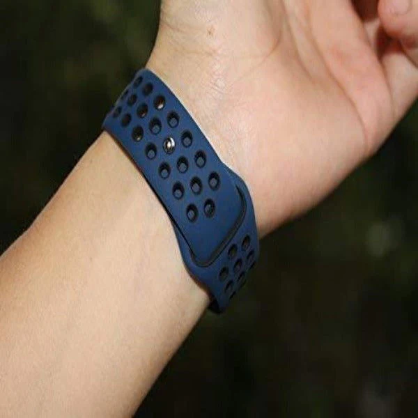 Blue Black Dotted Silicone Strap For Apple Iwatch (42mm/44mm) - Image 3