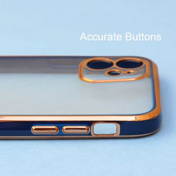 Blue Electroplated Transparent Case for Apple iphone 12 - Image 4