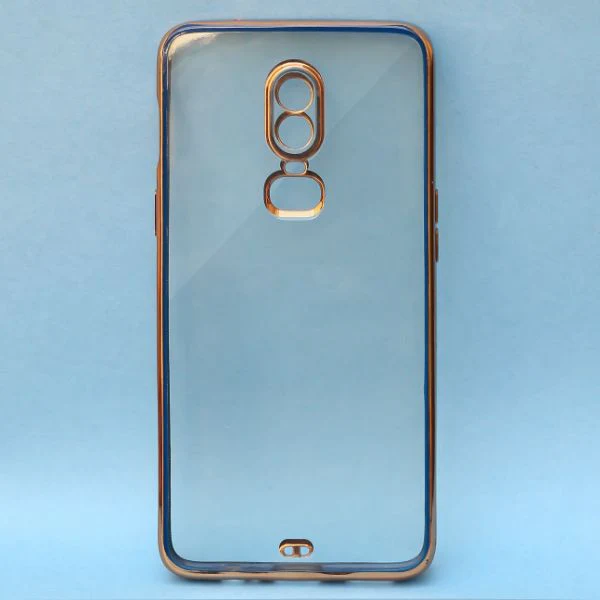 Blue Electroplated Transparent Case for Oneplus 6