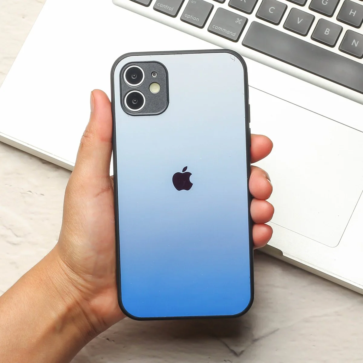 Blue Gradient metal back case for Apple Iphone 12