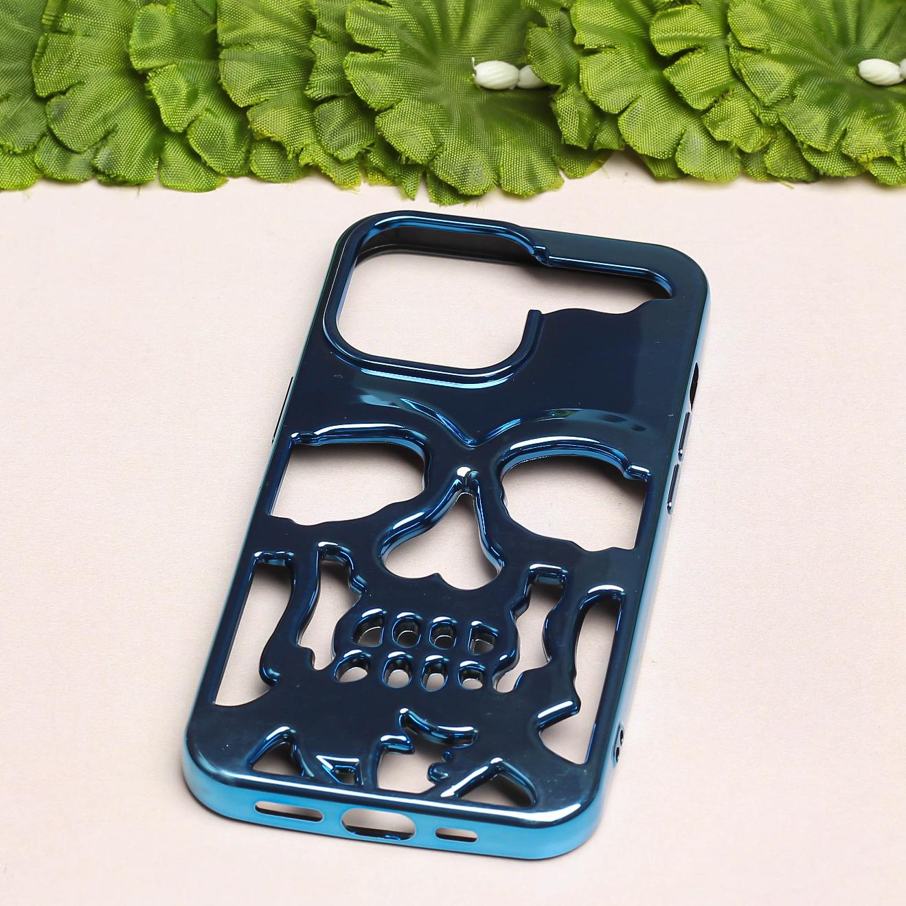 Blue Hollow Skull Design Silicone case for Apple iphone 13 Pro - Image 2