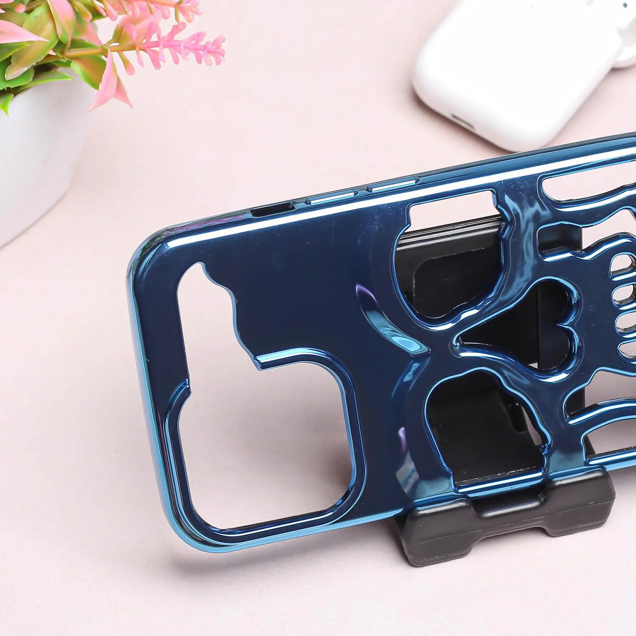 Blue Hollow Skull Design Silicone case for Apple iphone 13 Pro - Image 3