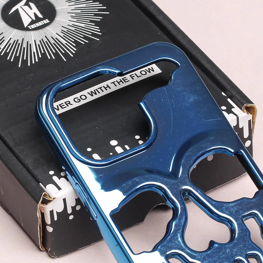Blue Hollow Skull Design Silicone case for Apple iphone 13 Pro - Image 4