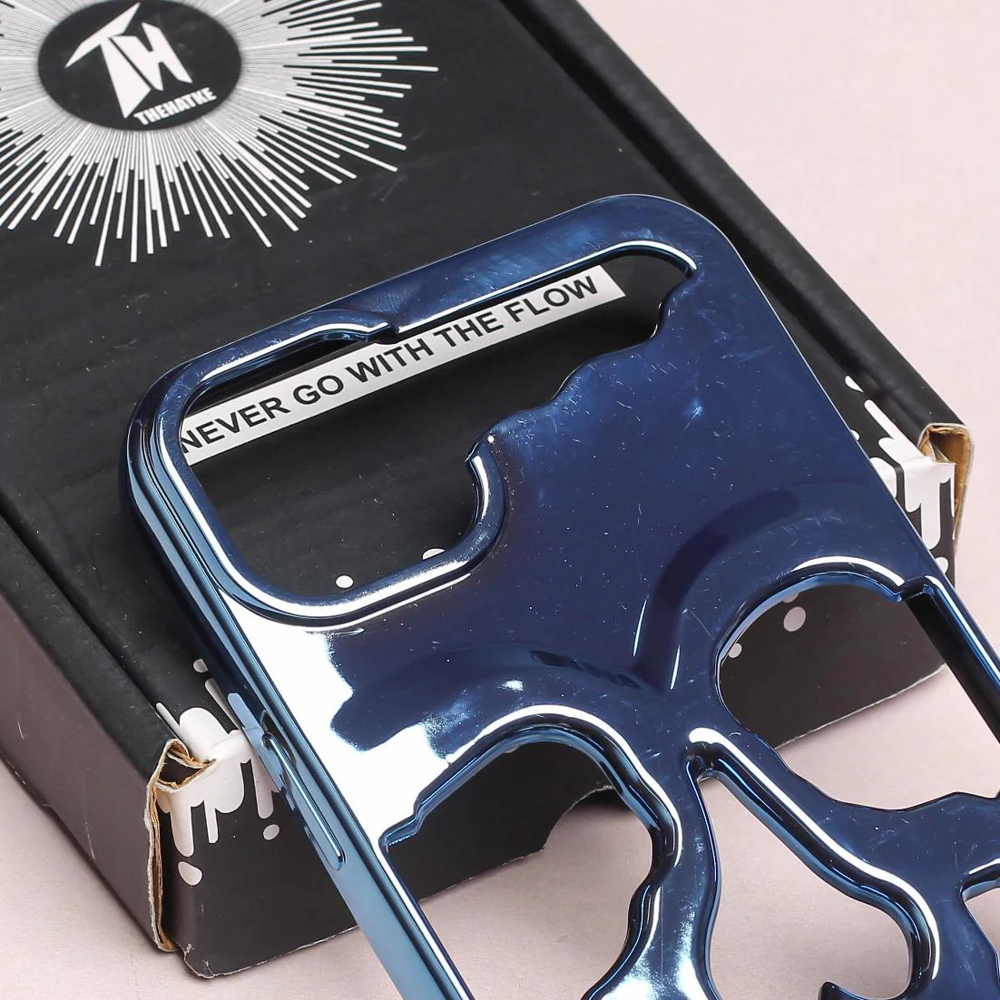 Blue Hollow Skull Design Silicone case for Apple iphone 15 Plus - Image 4